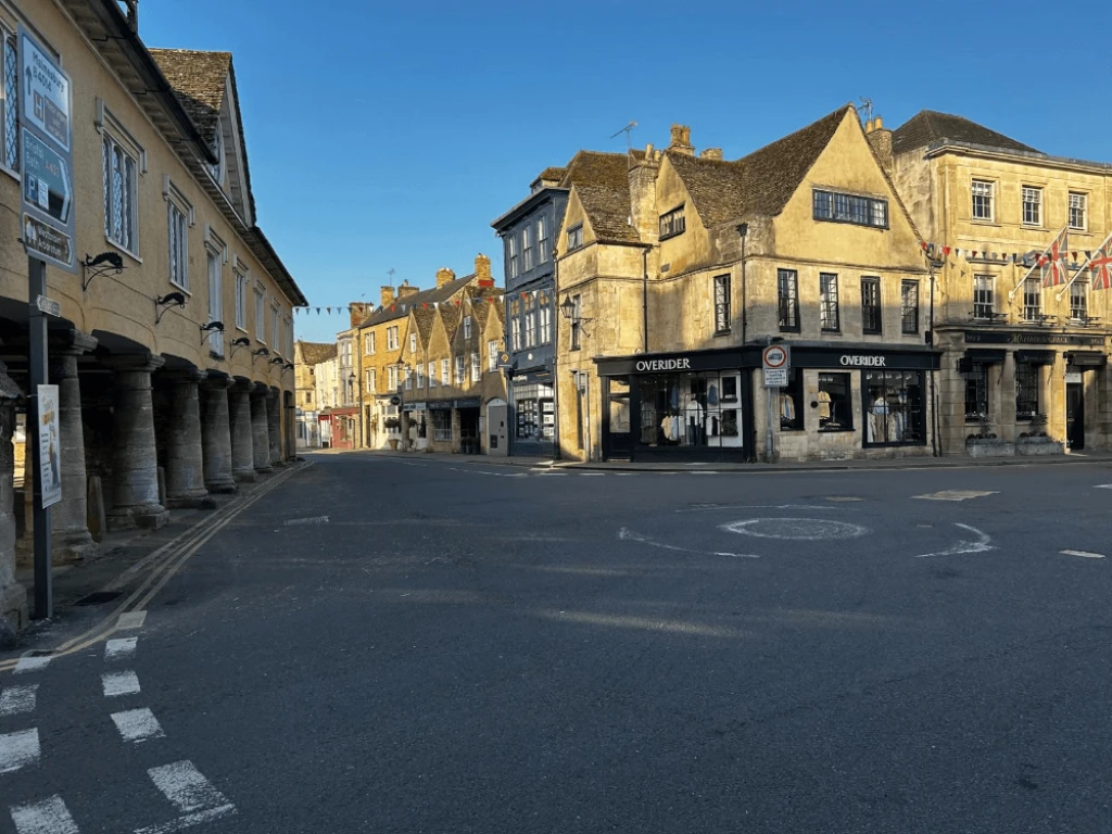 Tetbury's Market Place clean and litter-free on the morning after the Woolsack Race