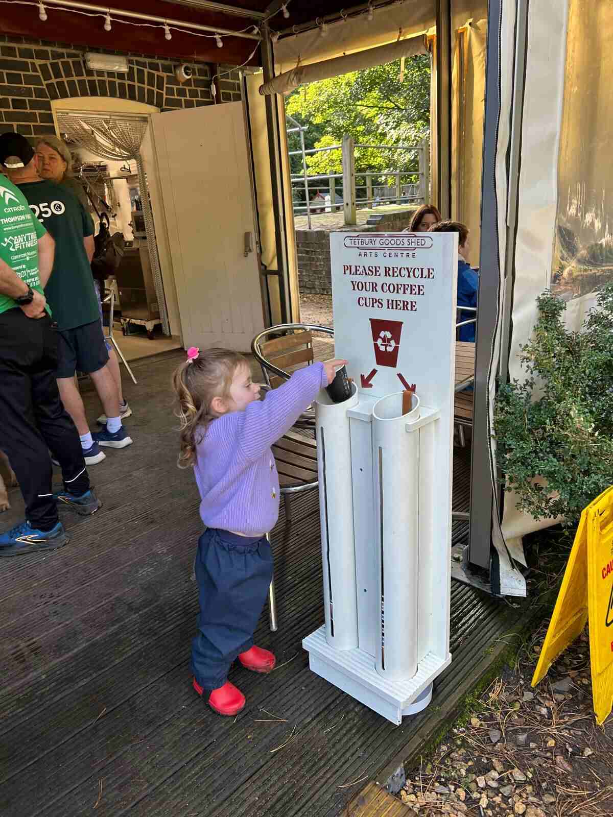 Collection tube in use at Tetbury Goods Shed